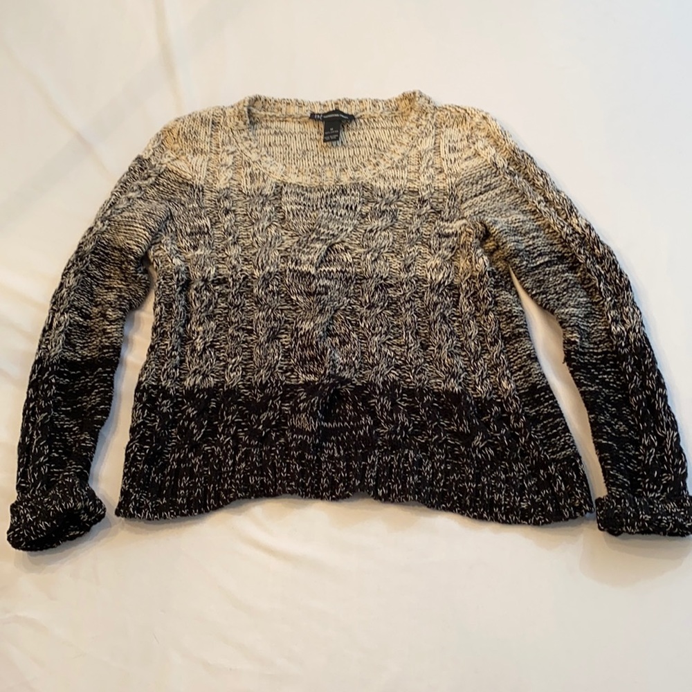 INC International Concepts ombré black, grey and cream cable knit sweater.M-NWOT